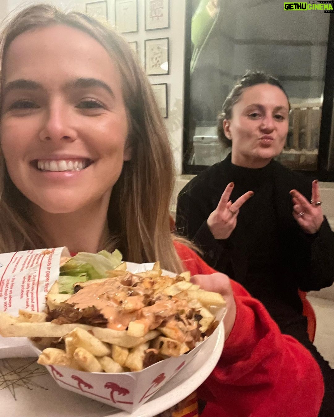 Zoey Deutch Instagram - scroll to the last slide to see a confusing photo of a latke on a horse napkin 👍
