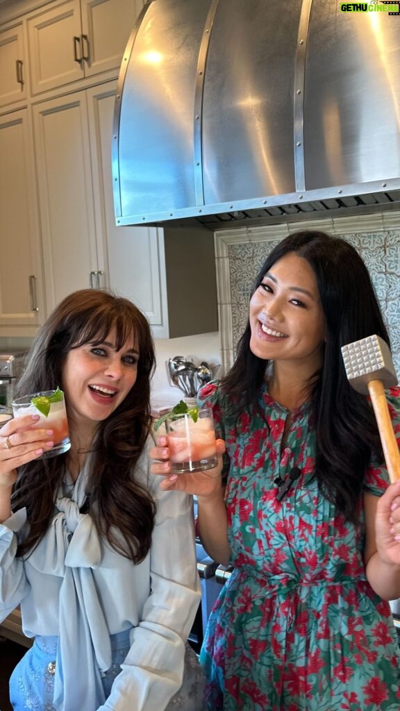 Zooey Deschanel Instagram - Welcome to the newest installment of Cooking With Zooey & Crystal: Cocktail Hour 🍹