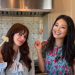 Zooey Deschanel Instagram - Welcome to another installment of Cooking With Zooey and Crystal: Dumpling Edition 🥟