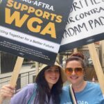 Zooey Deschanel Instagram - We ❤️ our writers! Showed up today to support our friends in the WGA (and also bring them pie bites). They are the yin to our yang and we are nothing without them! (Thanks to our pal @drlawyercop for showing us the ropes of picketing!)