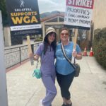 Zooey Deschanel Instagram - We ❤️ our writers! Showed up today to support our friends in the WGA (and also bring them pie bites). They are the yin to our yang and we are nothing without them! (Thanks to our pal @drlawyercop for showing us the ropes of picketing!)