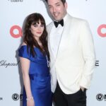 Zooey Deschanel Instagram - Paying tribute to the icon @viviennewestwood at the Elton John AIDS foundation Academy Awards party. ❤️❤️❤️ Styling: @ibabdelnasser Hair: @evaniefrausto Makeup: @missjobaker Dress: @viviennewestwood Shoes: @rogervivier Jewelry: @official_mikimoto Bag: Vintage Schiaparelli