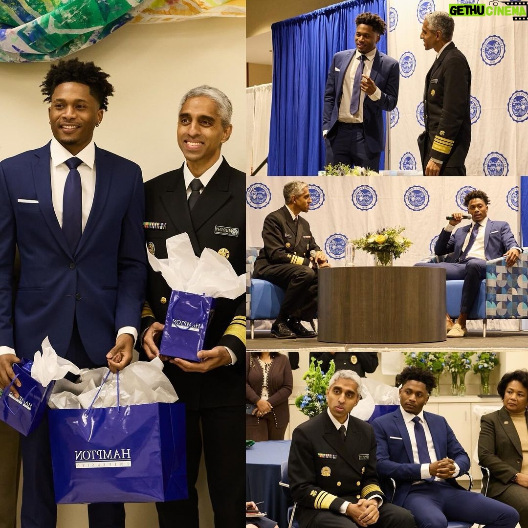 da'Vinchi Instagram - What an honor it was to share the stage with Surgeon General, Dr. Vivek H. Murthy Vice Admiral, MD, MBA. Never in a million years would I have imagined that this Haitian kid from Brooklyn would be talking about the Mental Health crisis that plagues our Nation with one of the most trusted voices in the world. Thank You for having me Hampton University. #madetoconnect 📸 @picsbyprime Hampton University- Official