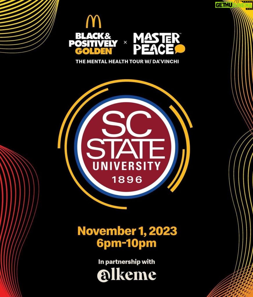 da'Vinchi Instagram - Last stop on the MasterPeace Tour with @mcdonalds is at SCSU tonight! It’s going to be lit with helpful conversations around Mental Health and some inspiring independent Black films! History in the making #blackandpositivelygolden @wearegolden #ad (All films are fully non-union).