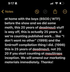 deadmau5 Instagram - Sorry, been losing sleep over this. 25 YEARS!