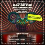 deadmau5 Instagram - DENVER!! here are your set times for this weekend with mau5 + @jauzofficial @goodtimesahead @volarismusicofc at @redrocksco!! mau5 has also lined up a special D’n’B set for you - swipe for a taster!! :P grab remaining tix + upgrades from links in bio + be sure to check the mau5hop pop up; opening Friday 11am! :D #dayofthedeadmau5 Red Rocks Amphitheater