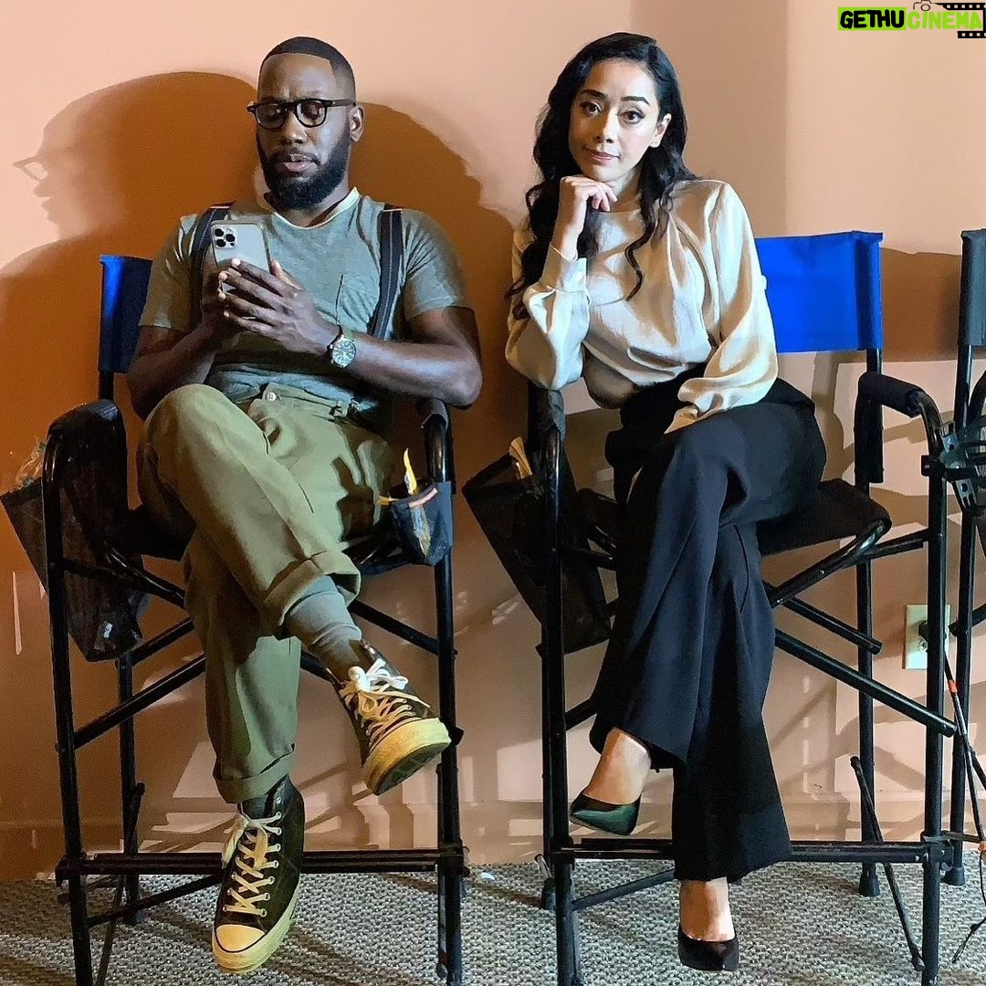 Aimee Garcia Instagram - Always pretendin he’s doing “important stuff” on his phone 🙄 @lamorne @wokehulu 🎬 Atlanta, Georgia
