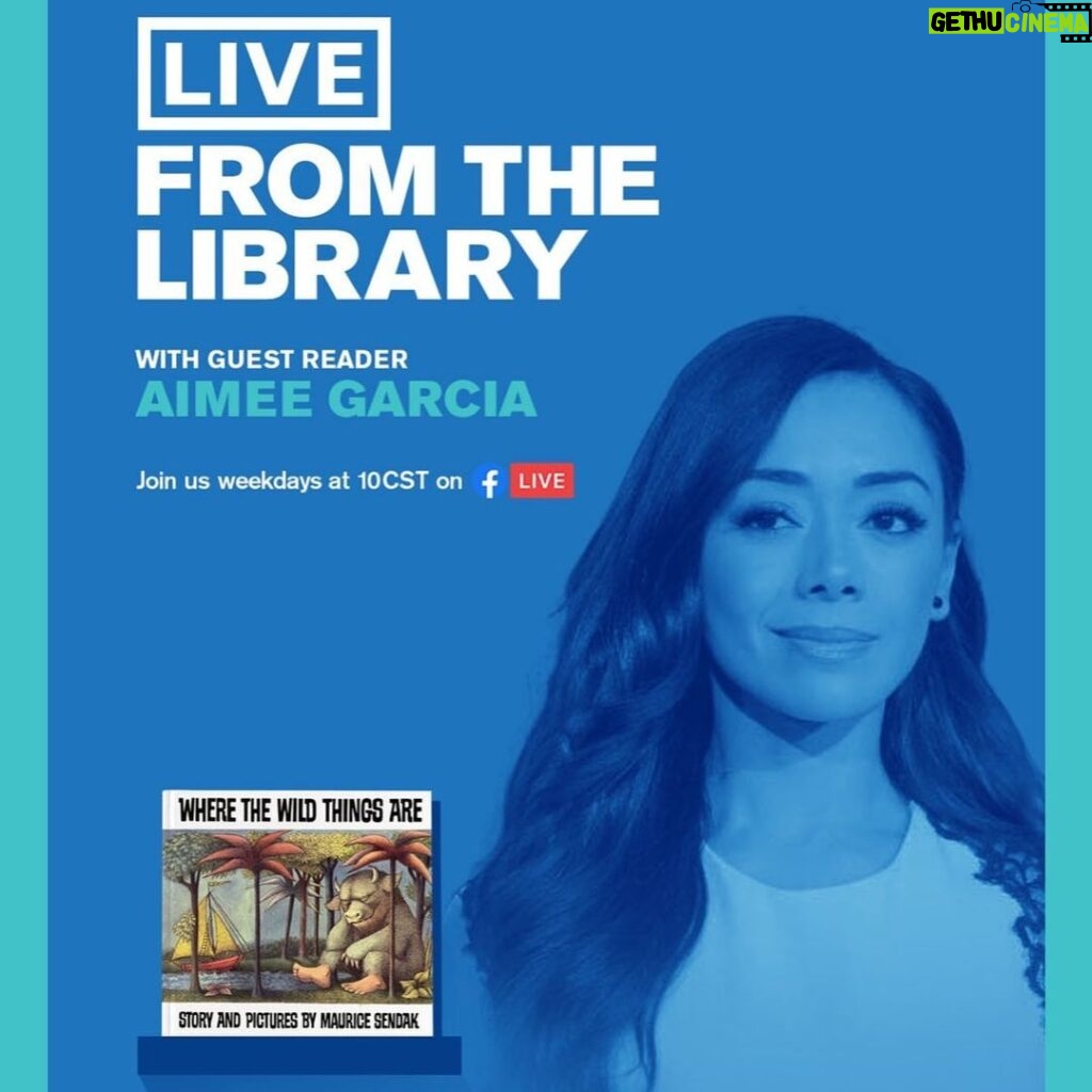 Aimee Garcia Instagram - Proud to participate in “Live From The Library” for kids of Chicago 💙reading one of my personal favorite children's book, "Where the Wild Things Are" by Maurice Sendak. Friday, July 31 at 8:00AM PST/10:00AM CST #KeepReading 📚