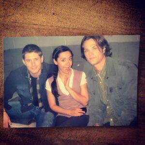 Aimee Garcia Instagram - Look what I found! #Supernatural @cw_supernatural @jensenackles @jaredpadalecki #NancyTheVirgin #JusInBello #QuarantineFinds #tbt