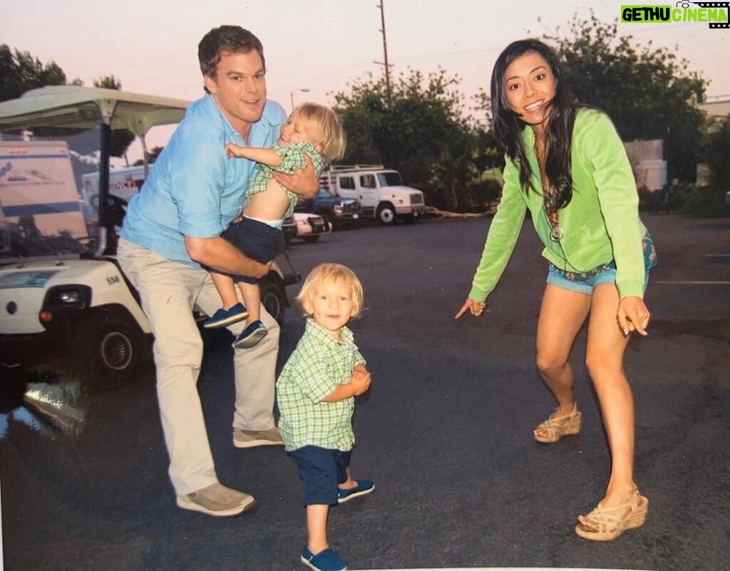 Aimee Garcia Instagram - Old #Dexter pic of me & Michael C. Hall wrangling “Harrison” 😂 Spoiler Alert: Harrison was actually a set of twins ... miss those two little nuggets #tbt #quarantinefinds Sunset Gower Studios