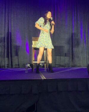 Aimee Garcia Instagram - Reunited w my #Lucifer family & it felt soooo good @dbwofficial @lesleyannbrandt @inbarlavi 💃🏽🕺🏾Thx @creationent ... talked about my mom flirting w #Supernatural boys 🙄, dork danced, practiced Spanish & French 🤗 & got my HUGS for the week 🙆🏽‍♀️ Thx for coming out from Brazil, Australia, New Zealand, Mexico, Canada, east coast, San Diego & LA!!! 🙏🏽💜💜💜 #Lucicon @lucifernetflix