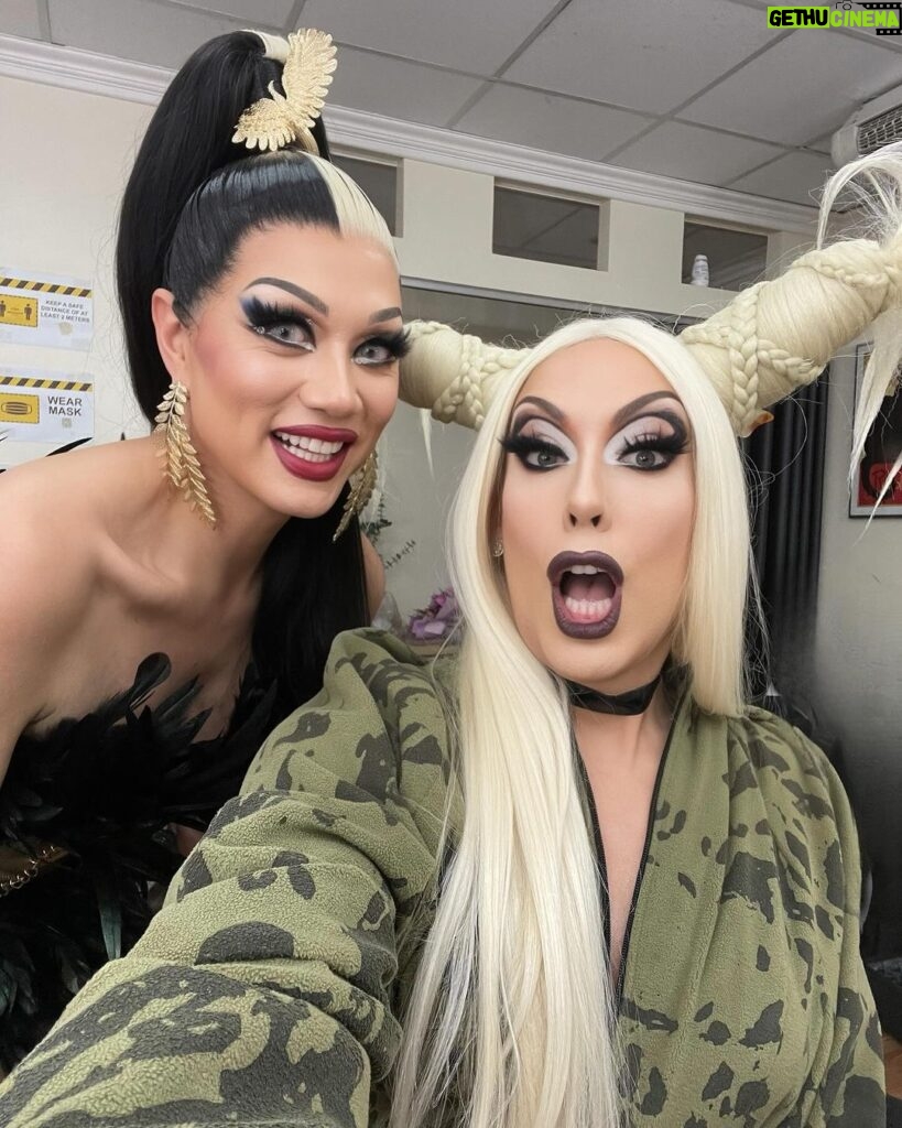 Alaska Thunderfuck Instagram - Mabu-hieeee! It was an honor joining my sister @ManilaLuzon this week on @dragdenph 🇵🇭 I had an incredible time experiencing the exquisite drag of the Philippines and I implore you to watch and get to know the fierce divas of season 2 💙 Witch buns by @outfitterswig Styled by @geejocson Digital Oasis Dress from @dot_archives Leather Spiked Belt from @thianrodriguezmnl