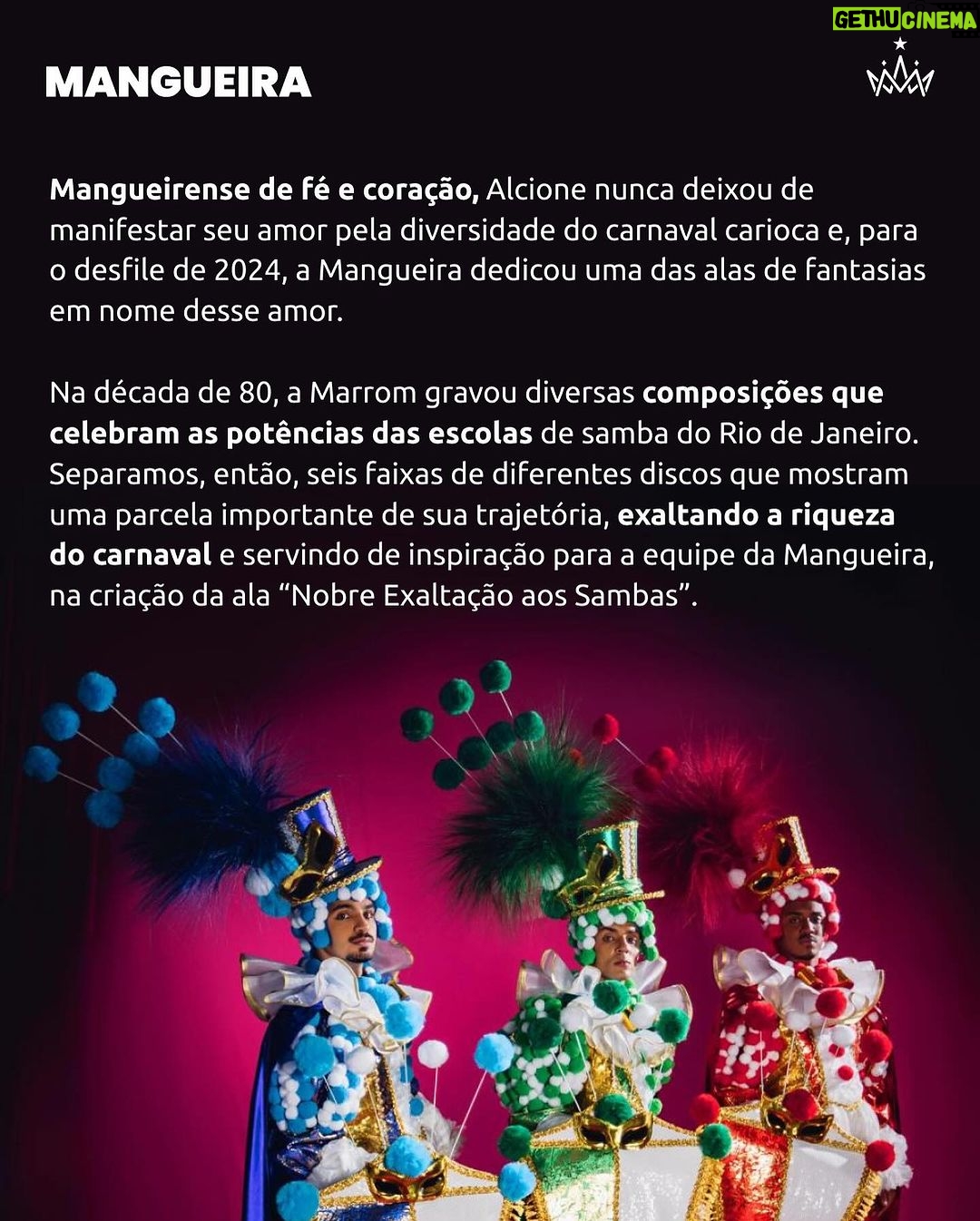 Alcione Instagram - Alcione + Carnaval: uma história de amor que a Verde e Rosa vai contar, cantar e encantar! 𤩠A ala āNobre Exaltação aos Sambasā propƵe alianƧas entre a paixĆ£o de Marrom pelo carnaval carioca e o respeito e dignidade que a Mangueira tem ao exaltar seus conterrĆ¢neos de desfiles: muitos anos de competição e trajetórias que compartilham o suor e dedicação entre todas as agremiaƧƵes. Arrasta pro lado e vem entender mais sobre a relação entre a nossa rainha @alcioneamarrom e seu eterno carinho (mais que recĆproco) pelas agremiaƧƵes. š Texto/Imagem/Reprodução: Site Oficial da Mangueira / Discogs / Letras.com #Mangueira #Alcione #ANegraVozdoAmanhĆ£ Estação Primeira de Mangueira