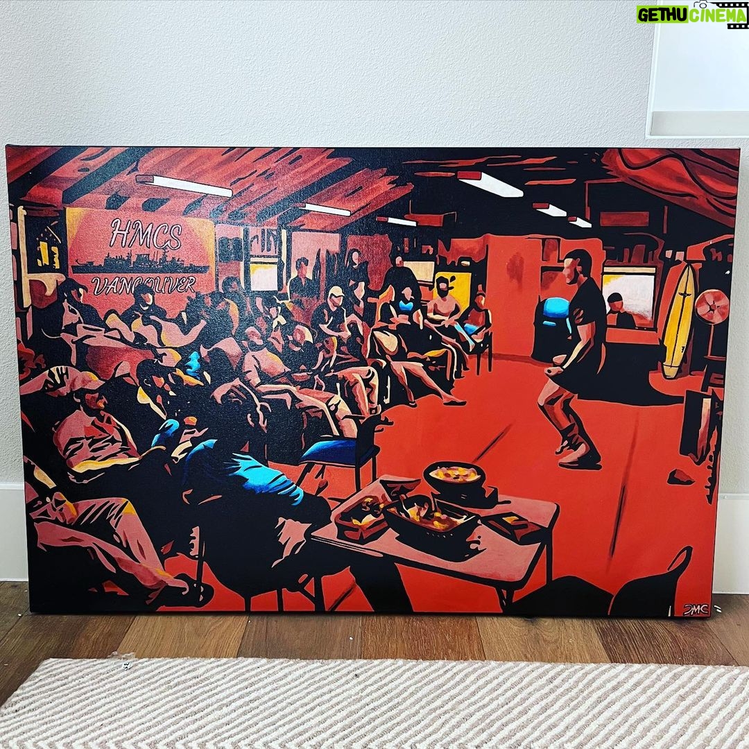 Alexander Ludwig Instagram - Thank you so much to the Crew of HMCS Vancouver, the Canadian Forces and to the Artist Derek McLeod for this incredible painting of me doing my favorite dance of all time in @lonesurvivorfilm I will truly treasure this. Thank you for your service and hope to meet you all in person and shake your hand. #realwarriors Also shout out to my sis @sophialudwig for teaching that dance to me 😂
