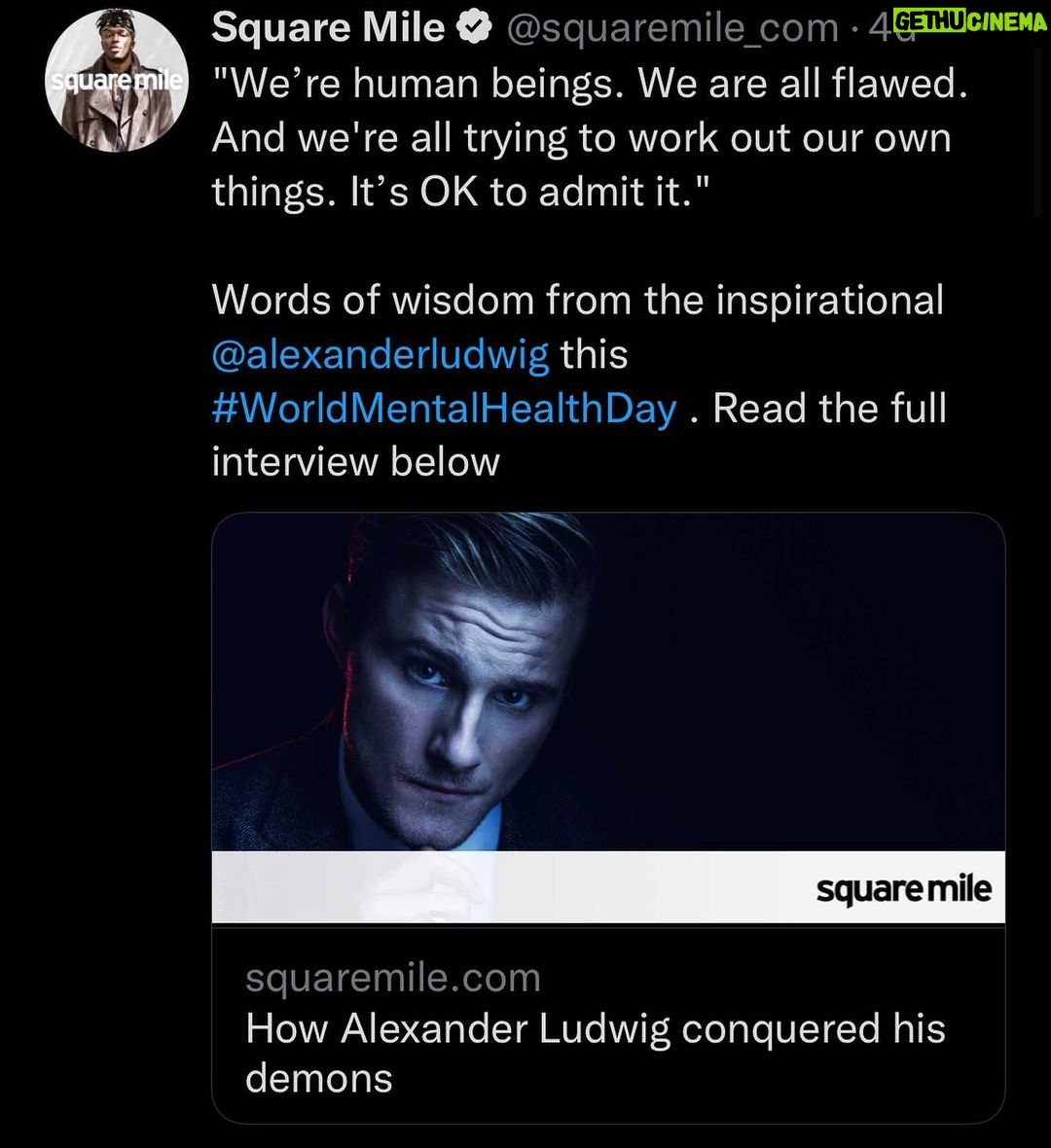 Alexander Ludwig Instagram - Whatever you’re going through- it’s that struggle that’s going to make you the person you were destined to be. Lean into it, one day at a time, you’re not alone- we’ve all got our mountains to climb- but I promise you there is peace and freedom on the other side- happy belated #worldmentalhealthday sorry its late I’m not on this all the time ❤️ Still one of my favorite interviews @squaremile_com