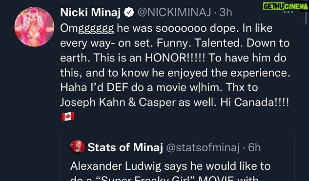 Alexander Ludwig Instagram - Did an interview about all things film/tv/music I have coming up..here’s a clip about how the video collab w @nickiminaj came to be. Head to @etcanada to watch the full interview 🙌❤️ or link below https://www.youtube.com/watch?v=kdhtKkIQX64&t=2s