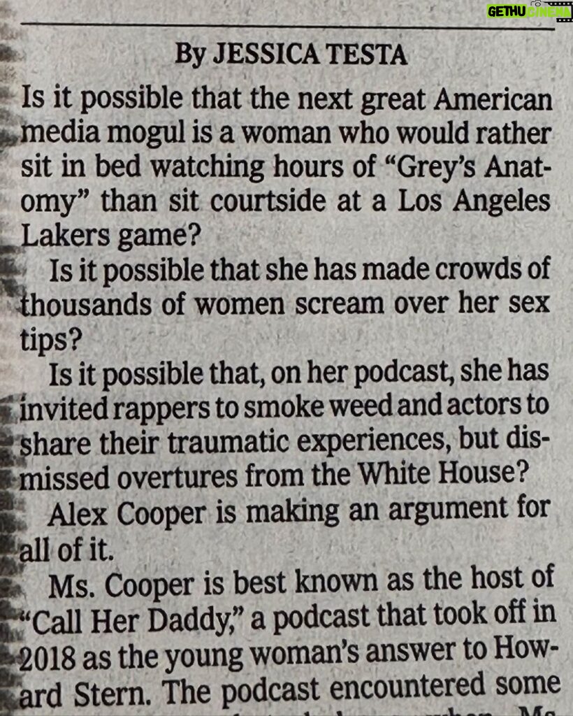 Alexandra Cooper Instagram - I really appreciate this opening line, feels right lol. Thank you @nytimes @nytstyle for this piece 🤍🫡