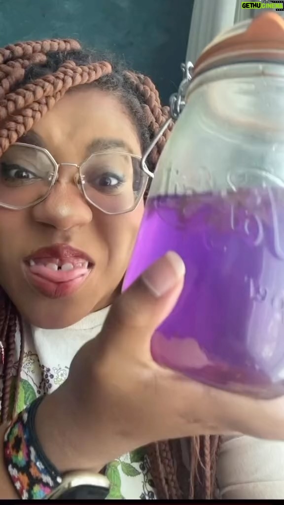 Alexis Nikole Nelson Instagram - Last summer, Dwight (the Midwest flower ferment master) gave me a sip of his NEON PURPLE spiderwort soda and i HAVENT STOPPED THINKING ABOUT IT!! So i made my own while im down south for werk!! This is also how i make my milkweed flower cordial!! So glad I got to check Giant Spiderwort off of my flowers to see while in Austin list!! 💜🌱