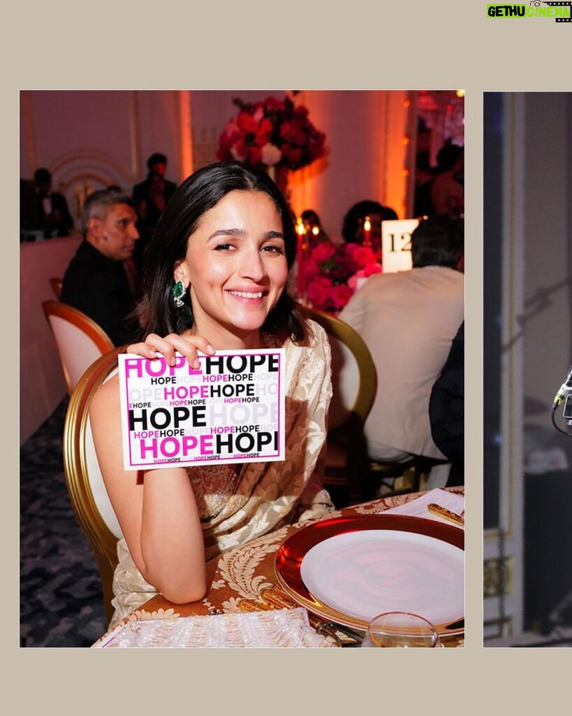 Alia Bhatt Instagram - I had the great pleasure of hosting an evening that was truly special, brimming with so much love, purpose, and hope. Thank you @mo_hotels for bringing our vision to life, and to @salaambbayorg for empowering and supporting young lives, providing them with what they need for a brighter tomorrow HOPE GALA 2024 ✨ #ImAFan @mo_hydepark