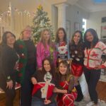 Alyssa Milano Instagram - My gracious friend, @kareb216, throws our village an amazing Ugly Sweater Party every year. How cute are my ugly sweater overalls? Amazon. (You’re welcome.) Thank you, Kari and Jeff for creating core memories for so many of us. We love you!