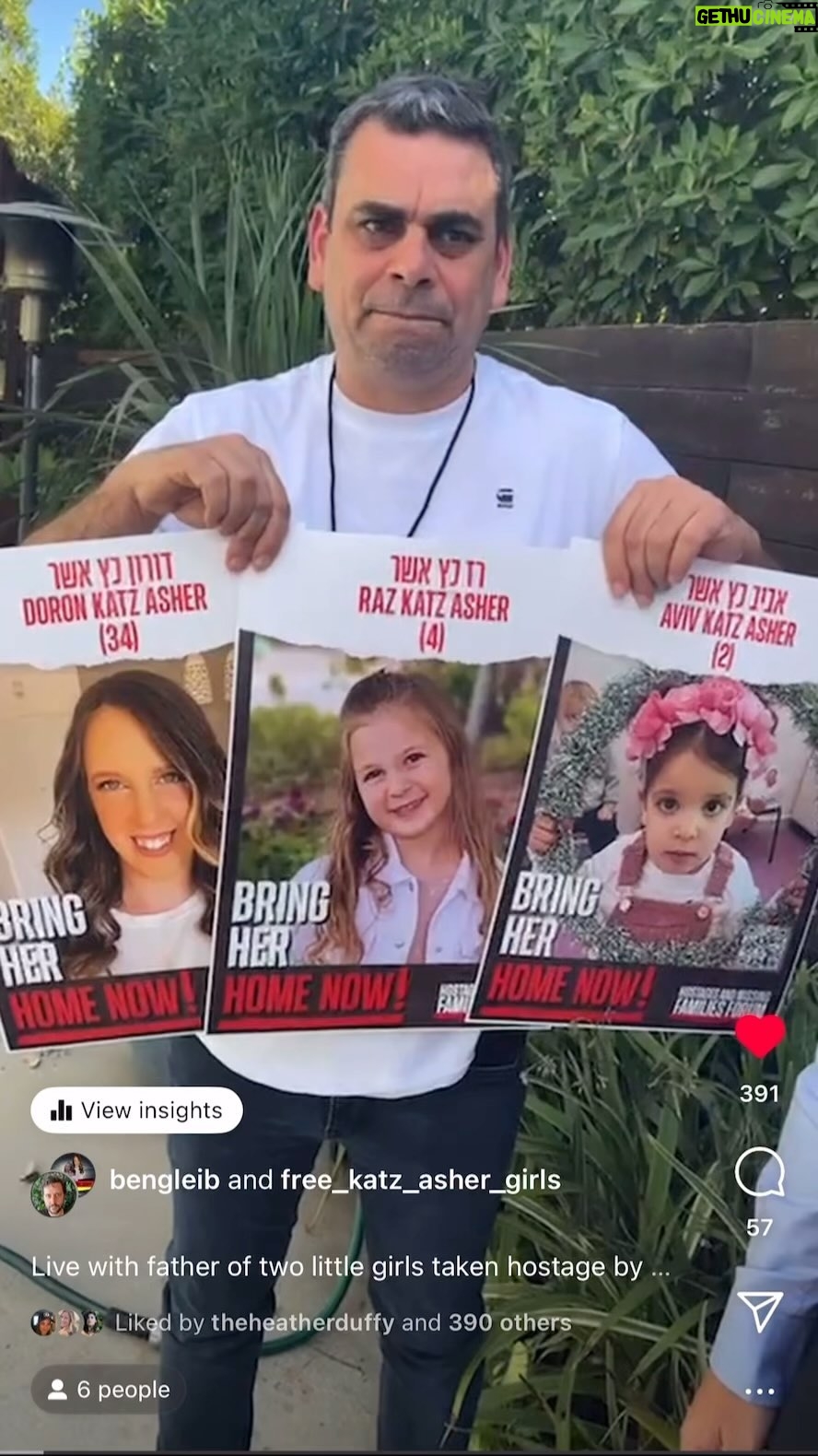 Alyssa Milano Instagram - Yoni is in so much pain. His wife and two baby girls were taken as hostages in the October 7 Hamas terrorist attack. Many thanks to @bengleib for allowing me to post this video. Please follow @free_katz_asher_girls for more information and ways you can be supportive. My heart breaks for all the families of the innocent hostages dealing with unbearable pain. Update: If you find yourself only wanting to save innocent people from one side or the other—you should ask yourself why. I’ve chosen a side. I’m on the side of humanity and peace.