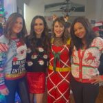 Alyssa Milano Instagram - My gracious friend, @kareb216, throws our village an amazing Ugly Sweater Party every year. How cute are my ugly sweater overalls? Amazon. (You’re welcome.) Thank you, Kari and Jeff for creating core memories for so many of us. We love you!
