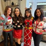 Alyssa Milano Instagram - My gracious friend, @kareb216, throws our village an amazing Ugly Sweater Party every year. How cute are my ugly sweater overalls? Amazon. (You’re welcome.) Thank you, Kari and Jeff for creating core memories for so many of us. We love you!