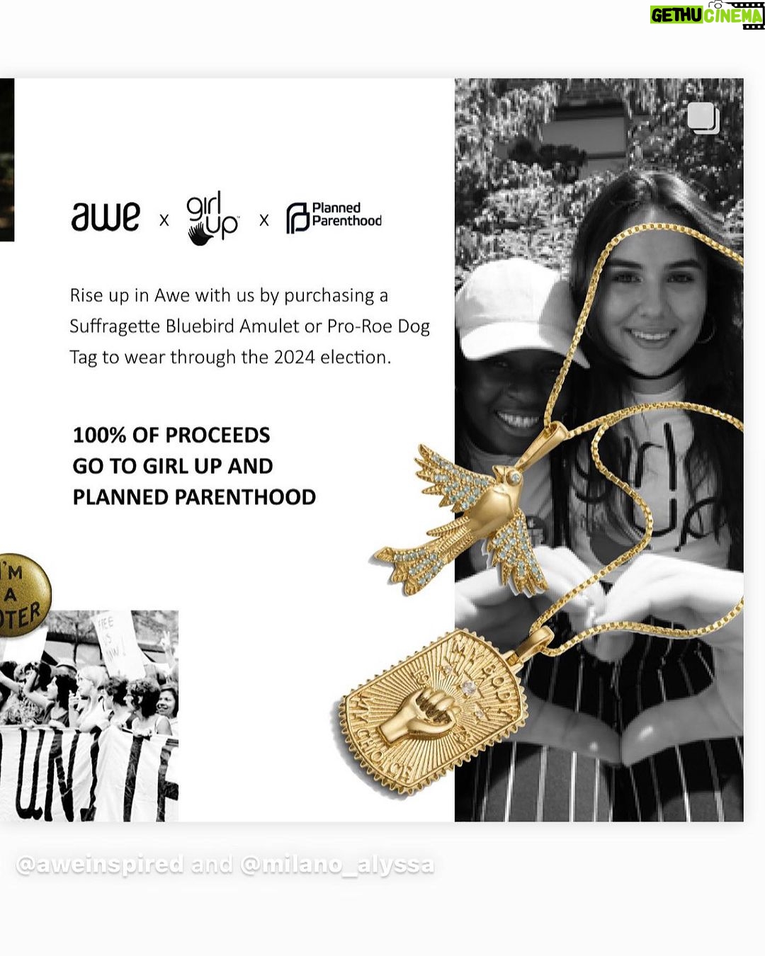 Alyssa Milano Instagram - Check you voter registration! I designed these two pieces of jewelry with @aweinspired. For a limited time they are available at aweinspired.com. 100% of the proceeds go to Planned Parenthood and Girl Up. β€οΈπ€πΌπ