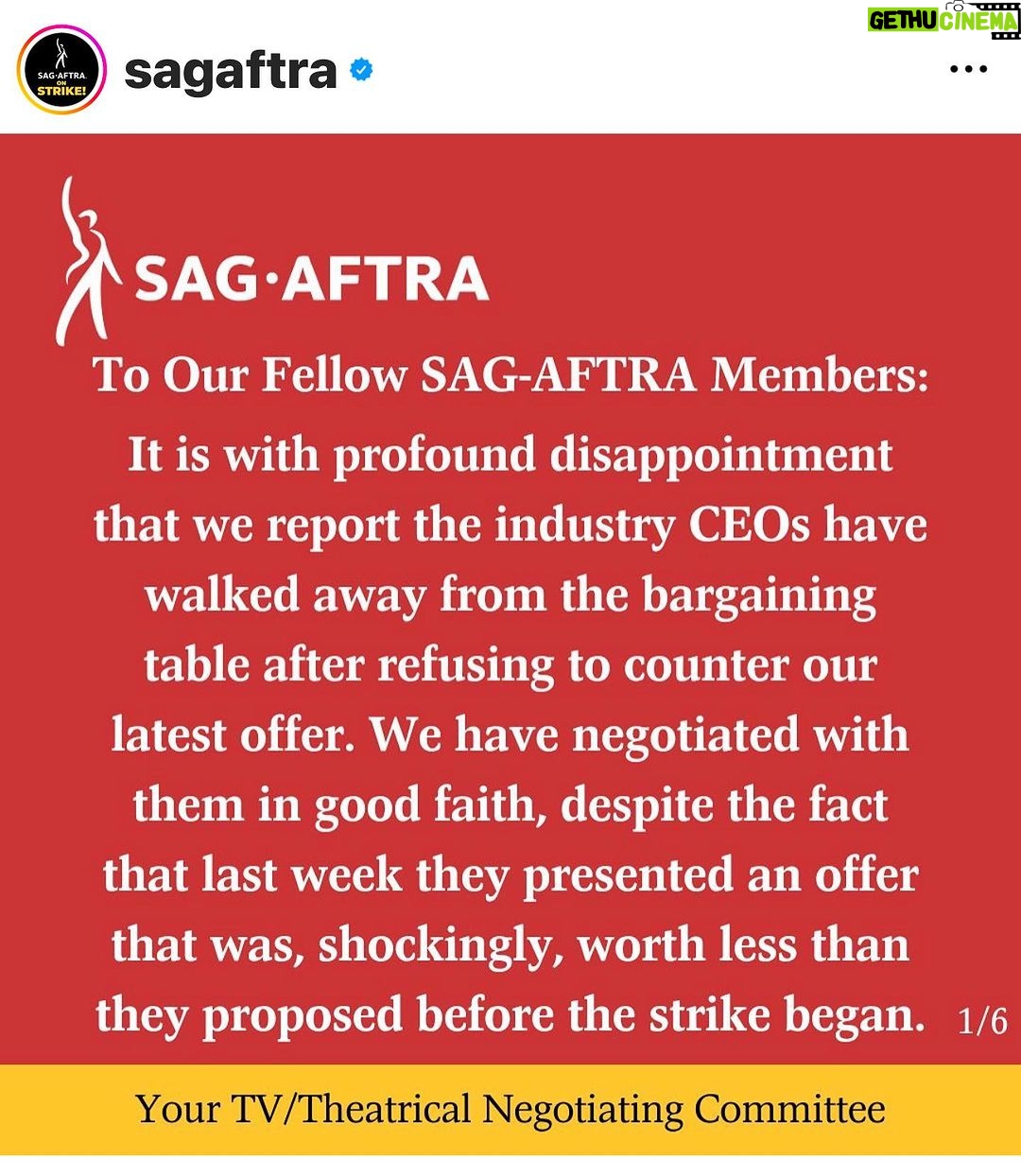 Alyssa Milano Instagram - I’ve been in this business a long time. In those 43 years, I’ve been so blessed to be on many shows that meant something special to people; thousands of hours of produced and released TV and film which equates to so many hours on sets, that I can’t even wrap my head around it. The fact that these corporations feel that sag aftra members are not worthy of even negotiating—IS DEVASTATING. I’m taking this personally because I believe everything is personal. They’ve now seen how not going to work has hurt the many good people spanning the many unions that work in Entertainment. For the AMPTP it appears the devastation is the point. Entertainment is the second largest export of our country. But honestly, this issue is bigger than entertainment. This issue is the same corporate greed vs. labor that we are seeing everywhere. Our fight is your fight. Join us at sagaftrastrike.org.
