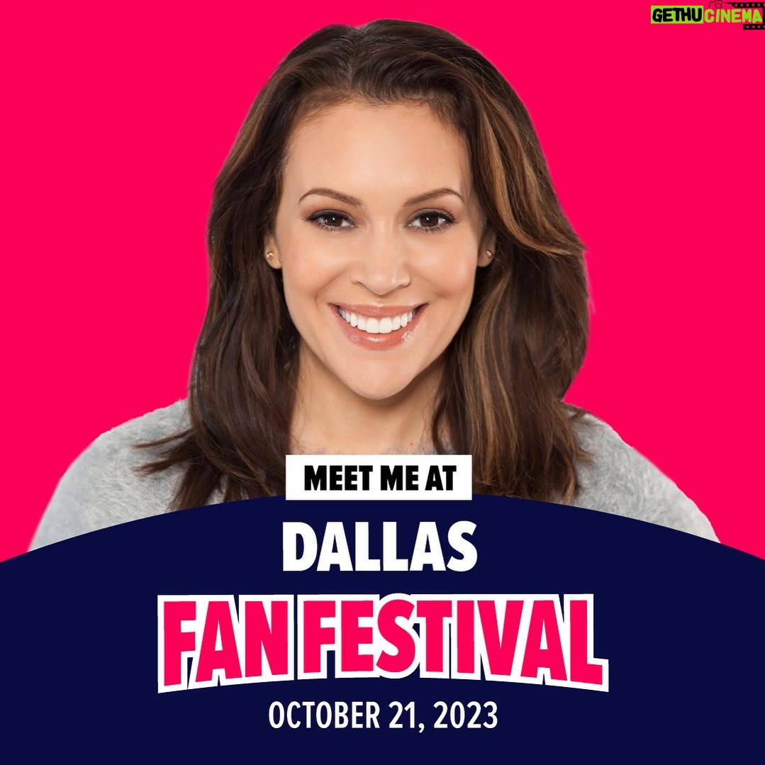 Alyssa Milano Instagram - Get ready Dallas, I'm coming to you and am excited to meet my fans! I'll be appearing at Dallas FAN FESTIVAL on October 21, 2023. Check out their socials for info + updates • Instagram/Twitter/Facebook @FANEXPODallas #DallasFANFESTIVAL2023 #DallasFANFESTIVAL