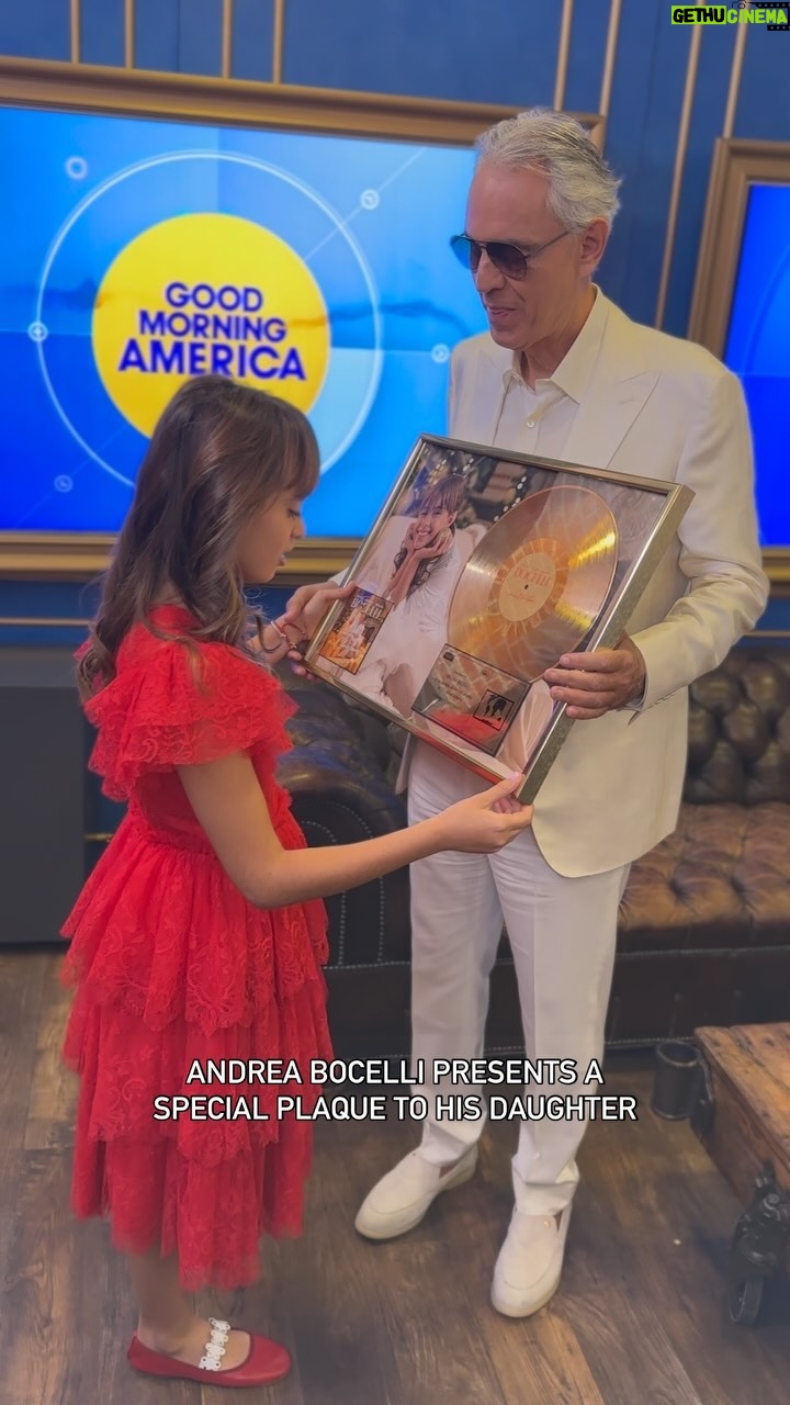Andrea Bocelli - 25.7K Likes - SO SWEET: Watch @andreabocelliofficial present a special plaque to his daughter, Virginia, backstage at GMA. ❤️🥹
“A Family Christmas” was the best-selling new Christmas album of 2022 and also Virginia’s first album and first gold record.