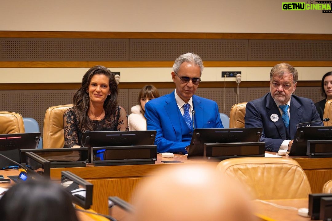 Andrea Bocelli Instagram - “Art and beauty are human rights. Studying, being around and practicing beauty is especially crucial for the children of today, who will be the citizens of tomorrow. Art has always represented an extraordinary opportunity for people to liberate themselves and make their dreams come true and, with them, the communities they belong to. Education (musical and otherwise) represents the beating heart of the Andrea Bocelli Foundation’s mission. For the large family that is “ABF”, real “empowerment” also means taking care of their education, utilizing innovative approaches and tools, which recognize art, music and digital technology as valuable educational resources. We are striving to adhere to the teachings contained in a maxim attributed to Socrates, which emphasizes that “education is the kindling of a flame, not the filling of a vessel”. ABF’s purpose is to kindle so many flames that, one day, when they are many, they may rend the darkness (which exists wherever wars, evil and selfishness prevail).” Andrea Bocelli, ABF Founder, during the presentation of ABF’s global projects ABF Voices Of and ABF GlobaLab at the UNHQ. . @laurabiancalaniofficial @unitednations @giov_caccamo #ABFempowering United Nations Headquarters