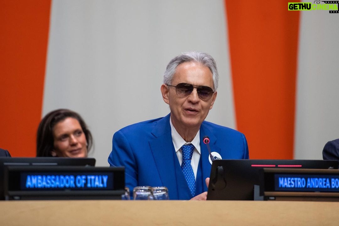 Andrea Bocelli Instagram - “Art and beauty are human rights. Studying, being around and practicing beauty is especially crucial for the children of today, who will be the citizens of tomorrow. Art has always represented an extraordinary opportunity for people to liberate themselves and make their dreams come true and, with them, the communities they belong to. Education (musical and otherwise) represents the beating heart of the Andrea Bocelli Foundation’s mission. For the large family that is “ABF”, real “empowerment” also means taking care of their education, utilizing innovative approaches and tools, which recognize art, music and digital technology as valuable educational resources. We are striving to adhere to the teachings contained in a maxim attributed to Socrates, which emphasizes that “education is the kindling of a flame, not the filling of a vessel”. ABF’s purpose is to kindle so many flames that, one day, when they are many, they may rend the darkness (which exists wherever wars, evil and selfishness prevail).” Andrea Bocelli, ABF Founder, during the presentation of ABF’s global projects ABF Voices Of and ABF GlobaLab at the UNHQ. . @laurabiancalaniofficial @unitednations @giov_caccamo #ABFempowering United Nations Headquarters