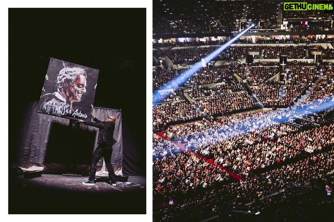 Andrea Bocelli Instagram - Showmanship upon showmanship, art upon art, goodness that creates goodness. At every stop of the US tour, the Californian pyrotechnic performance painter David Garibaldi, an exceptional talent and a true virtuoso of the brush, will create a unique work live. Each of these portraits, signed by the artist himself, will be auctioned off to support the Andrea Bocelli Foundation! To place your bid please visit: bocelliauction.com @garibaldiarts @andreabocellifoundation San Antonio, Texas