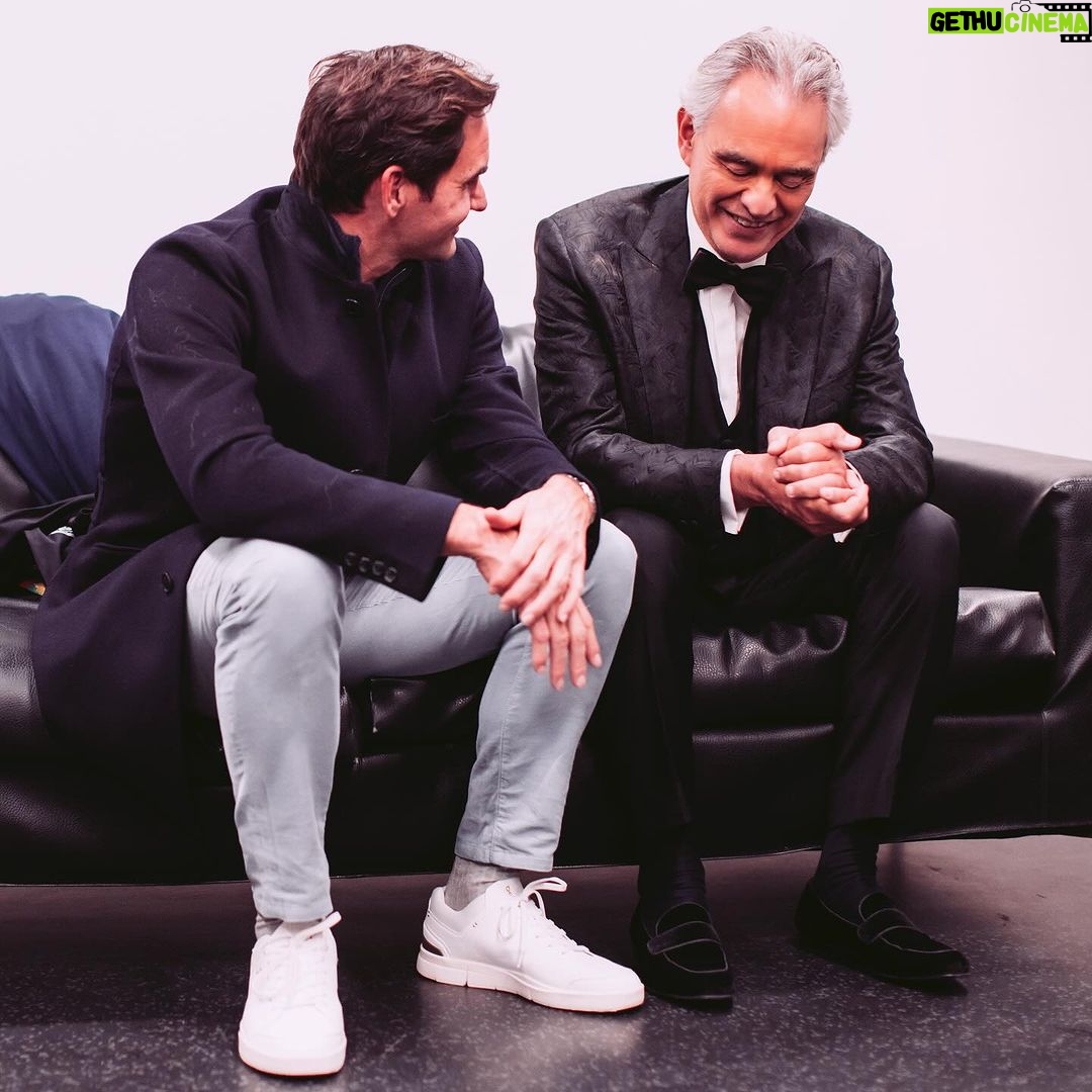 Andrea Bocelli - 79.6K Likes - A myth on and off the court. A master whose control and dexterity inspire wonder, defying the humanly possible, with a loyalty and a sensitivity that the world glimpses both in the many legendary finals and in the many humanitarian endeavors that see him come out on top regularly – with the latter being the most important, because they aim to make everyone, and life itself, the winner.
When I picture Roger Federer, I imagine him offering a handshake and an earnest smile to his opponent after a match. This intense, authentic gesture reveals the greatness of a modern hero, a shining example for us all.
I myself had the privilege of shaking his hand on stage in Zurich. It was a true honor to dedicate my last song, one of opera’s best-known victory anthems, to him. It was an even greater honor to stand beside him and share the intense emotion of the moment before releasing the intensity with a hug that I have borne in my heart since that evening.
@rogerfederer