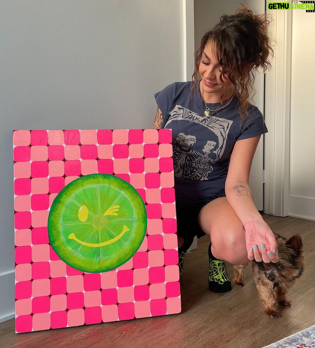 Andrea Russett Instagram - trippppppy lime🌈🎨 this was so painstaking to paint and get right but she’s done! and we love her
