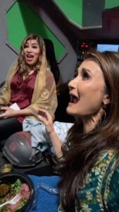 Anjali Bhimani Instagram - *DESIQUEST SPOILER ALERT* Why are @persiphiroth and I locked in a spaceship? Well, we decided for Episode 4 of @desiquestshow this week, we were taking the adventure to outer space...now if we could just walk through this spaceship in our high heels without getting caught in the grate.(Seriously, how can we be fabulous in outer space with this flooring? Tell the ship’s engineers we have PRIORITIES.) Watch episode 4 of DesiQuest: “The Thick of It” with special guest Sephie Valentine now on YouTube at Desiquest.com/Watch ! #ttrpg #dungeonsanddragons #desiquest #desigirl #indianactress #tabletopgaming #roleplayinggames #anjalibhimani Los Angeles, California