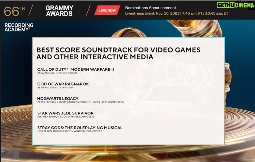 Anjali Bhimani Instagram - AHHHHHH! Stray Gods is nominated for a GRAMMY!!! So thrilled the epic hard work of @a.wintory @actualmontaigne and @tripodactual is getting this recognition because this music was an extraordinary feat. So grateful for their artistry and so grateful the @recordingacademy is acknowledging this massive achievement! #straygods #videogames #soundtrack #originalmusic #tripod #montaigne #austinwintory #grammyawards Hollywood, California