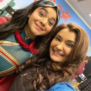 Anjali Bhimani Instagram - Celebrating this beautiful girl (and the whole Ms Marvel family) on this big opening weekend! Now that we are all allowed to shout from the rooftops about it, here’s to the entire team of The Marvels and may it be the most wonderful of opening weekends for you all! 

#imanvellani
@sanaamanat622 
bishakali
@saagarshaikh 
@mohankapur 
@zenobia_shroff 
@msmarvelofficial 
@marvelstudios 

#msmarvel #themarvels #marvelstudios #superheroes #captainmarvel #openingweekend