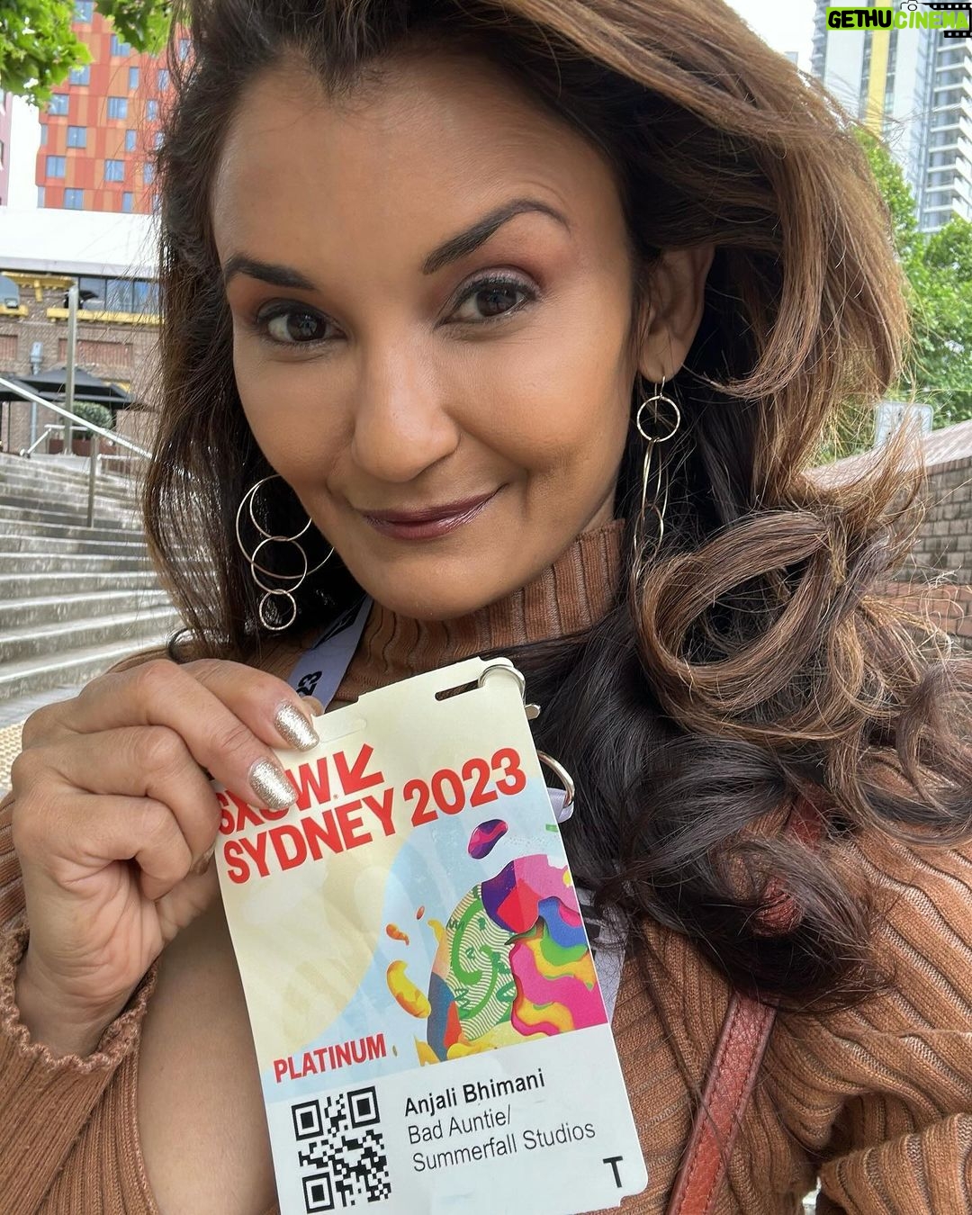 Anjali Bhimani Instagram - Australia photo dump 🇦🇺 Too much wonderfulness to process - so I’ll just say huge thanks and love to all the people who joined us for songs from Stray Gods on opening night at @sxswsydney , for my talk at JCM, and for our Stray Gods panel with the beautiful people at @summerfallstudios . Couldn’t have had a better time, couldn’t be more eager for next year’s festival as we wind down. 1 & 2. Repping Bad Auntie Productions and @summerfallstudios at @sxswsydney 3 & 4. Singing with @actualmontaigne & @officialtroybaker at opening night of SXSW Games at @fortresssydney 5. Troy KILLING it at the @sneakypossumbar (my new favorite name of a venue ever. 6. One of about 90 pics I took of the Sydney Opera House 7. The one casualty of my trip. Pretty sure that power cord isn’t gonna work anymore. . . . . . . #sxsw #sxswsydney #sydneyaustralia #darlingharbour #straygods #roleplaying #rpg #musicaltheater Sydney, Australia