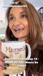 Anjali Bhimani Instagram - Awesome August Day 14 - Where Do You Wanna Go Today? ☕️✈️ One of my favorite sets I’ve collected over the years is my mug collection, and most of them are from places I’ve visited all over the globe. Which means that every morning when I grab my morning beverage (99% of the time it’s coffee) I get to ask “where do I want to go today?” It’s just another fun game I throw into the day to make me smile and start the day off with adventure. So for Awesome August, one of the possible gifts in the giveaway will be a really cool mug we will pick together! This and other cool gifts can be yours when you sign up at bit.ly/awesomeaugust23 (link also in bio) and if you’ve already signed up, for every friend you get to sign up who mentions you sent them, you’ll get another entry! So send your friends! I wanna give you all super fun awesome stuff! #thegameoflife #coffee #mugs #mugcollection #funstuff #awesomeaugust #games #makeitfun #collecting #travel #marseilles #starbuckscollector #starbucksmug #starbuckscollector #anjalibhimani #awesomeaugust #giveaway #iamfunsize #losanjalis Los Angeles, California
