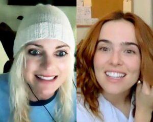 Anna Faris Instagram - Thinking @zoeydeutch and I should start a knitting circle. Do you like my hat?