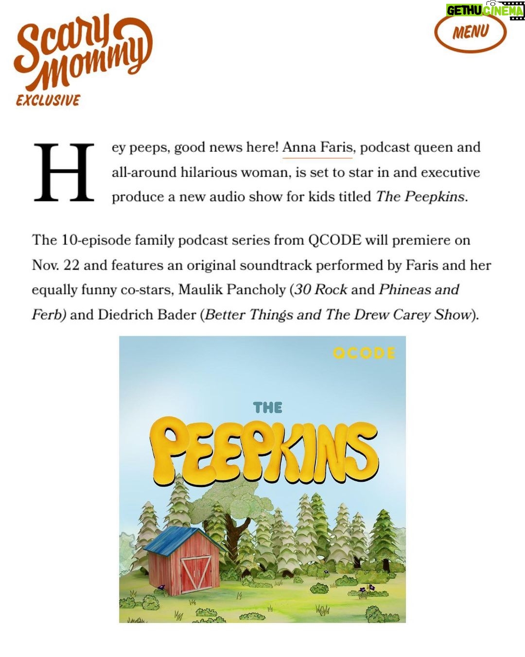 Anna Faris Instagram - Small stature. Big feelings 🥹 Coming your way 11.22 with @annafaris #ThePeepkins is a new screen free, family-fun adventure for the whole family starring #annafaris, @maulikpancholy & @bader_diedrich. Join quirky Commander Hatch along with her fearful but determined BFF Noah as they lift their town’s spirits. Now, while they may be small, their emotions are big and ideas must be heard especially when it comes to the scheming land baron, Baron Von Torius! Make sure to listen to the trailer and subscribe to be among the first to experience The Peepkins on Apple Podcasts, Spotify, Amazon or wherever you get your pods. Special thanks to @scarymommy and @leebzee for helping us share the news ✨