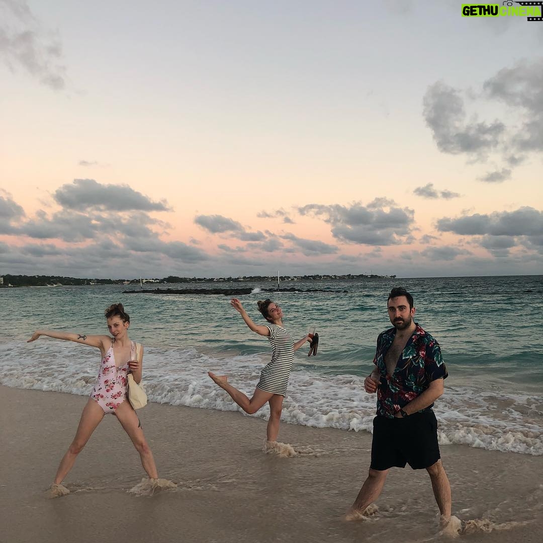 Annie Murphy Instagram - Just a few real jazzed bros free-dancing on the beach before and after some rum punches. Not pictured: Rihanna. Bougainvillea Barbados