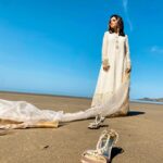 Armeena Khan Instagram - Frolicking on a Welsh beach wearing @ammarakhanatelier Eid Mubarak to you and your families ✨✨ Newgale, Pembrokeshire, United Kingdom