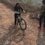 Armeena Khan Instagram – The struggle is real when riding bikes, twice your size down a rough, pebbled road. Yeah..