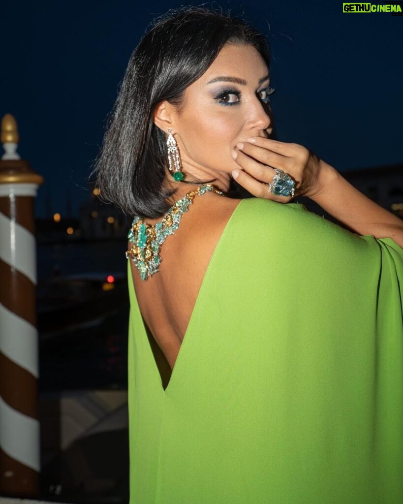 Arwa Gouda Instagram - #dress and #bag by @maisonvalentino #jewellery @alessio_boschi_jewels #stylist @youmnamoustafa #photographer @anumphotography 💚 swipe left for details of the The FOUR RIVERS #necklace, which sets over 345 #carats of #Paraiba and is an hommage to the #Navona Square, the impressive #aquamarine and #opal ring #FONTANA DEL MORO ( the moor fountain) designed by genius @alessio_boschi_jewels #art #artpiece #uniquejewelry #mahyarqajar #venicefilmfestival #venicefilmfestival2022 #fashion The St. Regis Venice
