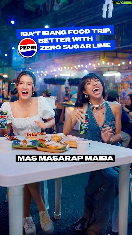 Belle Mariano Instagram - Ito ang PEPSI WAY mag settle ng foodie debate-with street food! New Zero Sugar Lime drink + food galore 😋 Whether you’re team sweet and spicy or team suka, watch it all go down with @belle_mariano and @mimiyuuuh in the #PepsiStreetFoodBattle #PepsiMasMasarapMaiba #PepsiZeroSugarLime