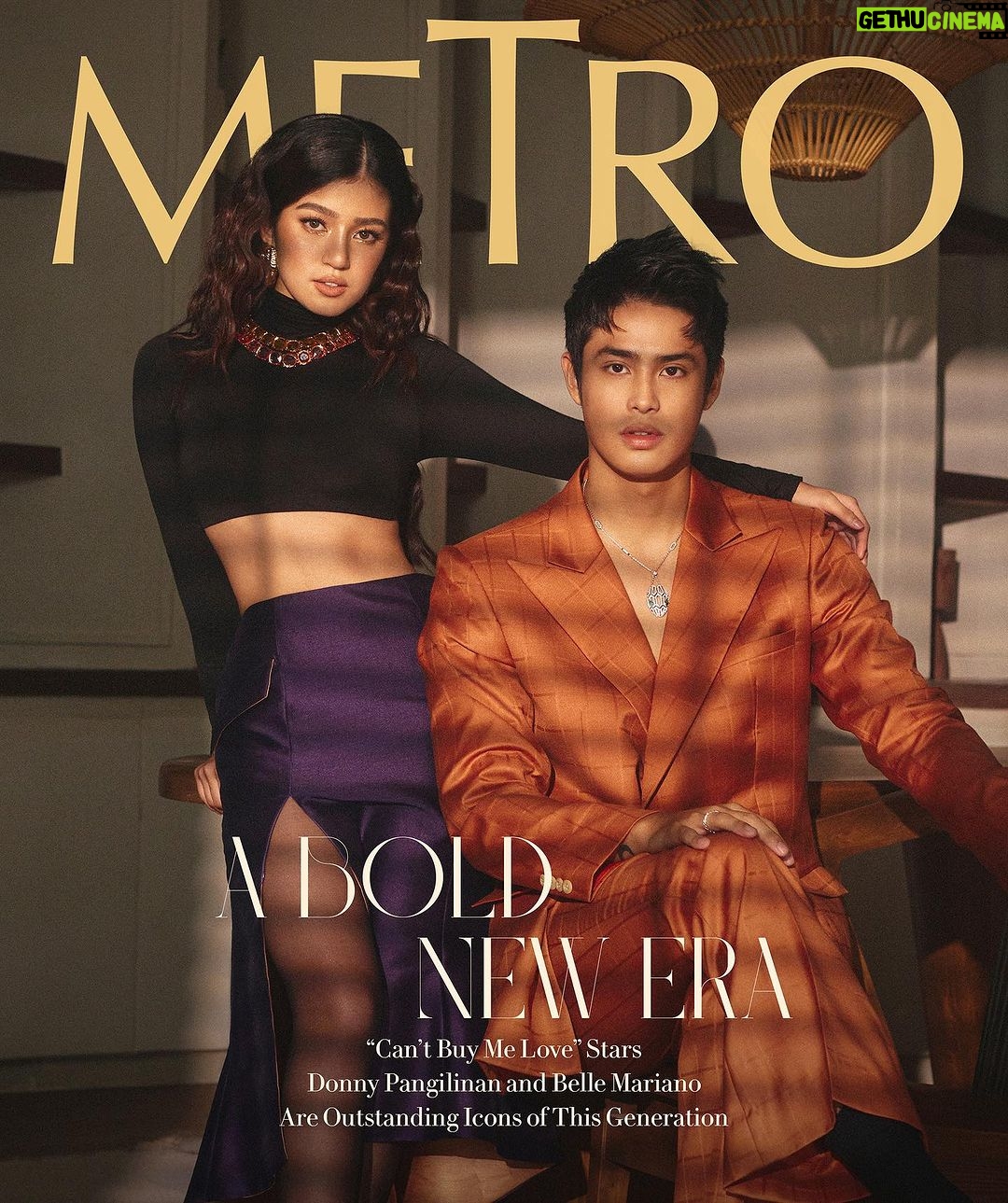 Belle Mariano Instagram - #DonnyPangilinan and #BelleMariano in their new era. In this exclusive cover story, we caught a glimpse of the genuine connection between Donny and Belle. This golden duo effortlessly follow each other's train of thought, completing sentences as if they share a secret language. Their closeness goes beyond the screen, transcending into a friendship that fuels their on-screen magic. It's this deep understanding and unspoken bond that allows them to soar in style, bringing authenticity to every role they embrace. Their latest project, #CantBuyMeLove, not only captivates audiences but also showcases their dedication to pushing boundaries. For Donny and Belle, it's not just about acting for them; it's about reinventing characters, breaking barriers, and surprising their fans with every project. With two movies, three series, and a slew of events, appearances, and shoots together, there’s no better way to describe the career trajectory of this New Gen Love Team than onwards and upwards. Photography by @gp10 Creative direction by @theonlychookiecruz Editor-in-Chief: @geolette Sittings editors: @gracelibero @randzomeness @reddimaandal Art direction by @raffcol Video Producer: @cjreyesx Interview by @heyitsjustjudy Cover Story by @gracelibero Editorial Assistant: @mikayusay Styling of Belle by @adrianneconcept, assisted by @miss.vince_ and Cent Bernas Grooming of Donny by @jam_pareno Styling of Donny by @johnlozano10, assisted by @lonmorelos and @corvs Makeup by @jakegalvez, assisted by Efren Evardome Jr. Hairstyling of Belle by @jerrybuanjavier, assisted by Raymond Gatilago Photography assistants: Chris Cantos, Aaron Ongkingco, and Warren Diotay Shot on location at Philippine School of Interior Design (PSID) PHusion exhibit at Greenfield Tower, Mandaluyong (@philschoolofinteriordesign) Special thanks to @starcreativestv, @desmdg, @rensdingli, @daryl.simone, @micodelrosario1, @edith.farinas, @bonitamuf @direklauren and @dunkin_ph #MetroLovesDonBelle On Belle: Skirt by @eustaciarod and cropped turtleneck by NBD at Revolve On Donny: necklace and ring by @bulgari and suit by @plfhomme