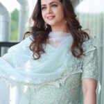 Bhavana Instagram - 🩵🩵🦋🩵🩵 Outfit @t.and.msignature 📸 @shabeerzyed_photography & @pranavraaaj Hair @jeenamakeupartist Stylist @sabarinathk_ Earrings @keyaa_by_kartika #Bhavana #BhavanaMenon #Mrsjune6